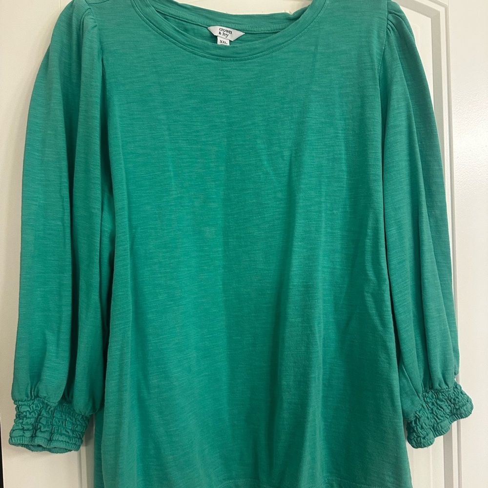 Crown & Ivy Teal Long Sleeve Top